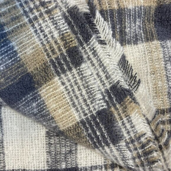 St. John's Bay NWT Lauren Plaid Gray Creme Tan Scarf Soft Brushed Shawl … - Picture 3 of 9